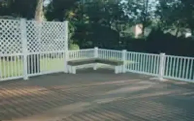 Rebuilt deck with new vinyl railings
